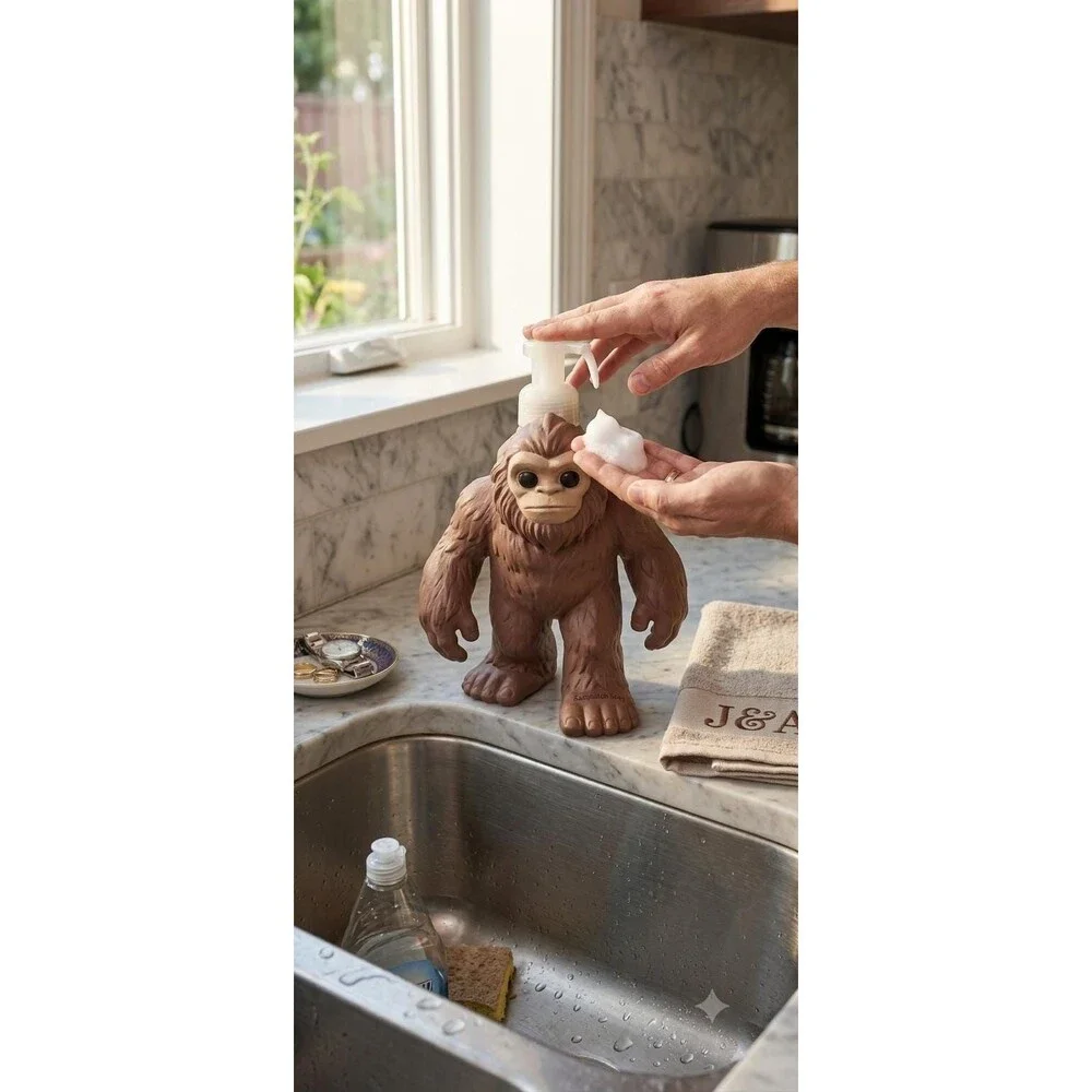 Bigfoot Soap Dispenser – Sasquatch Cryptid Bathroom Kitchen Decor